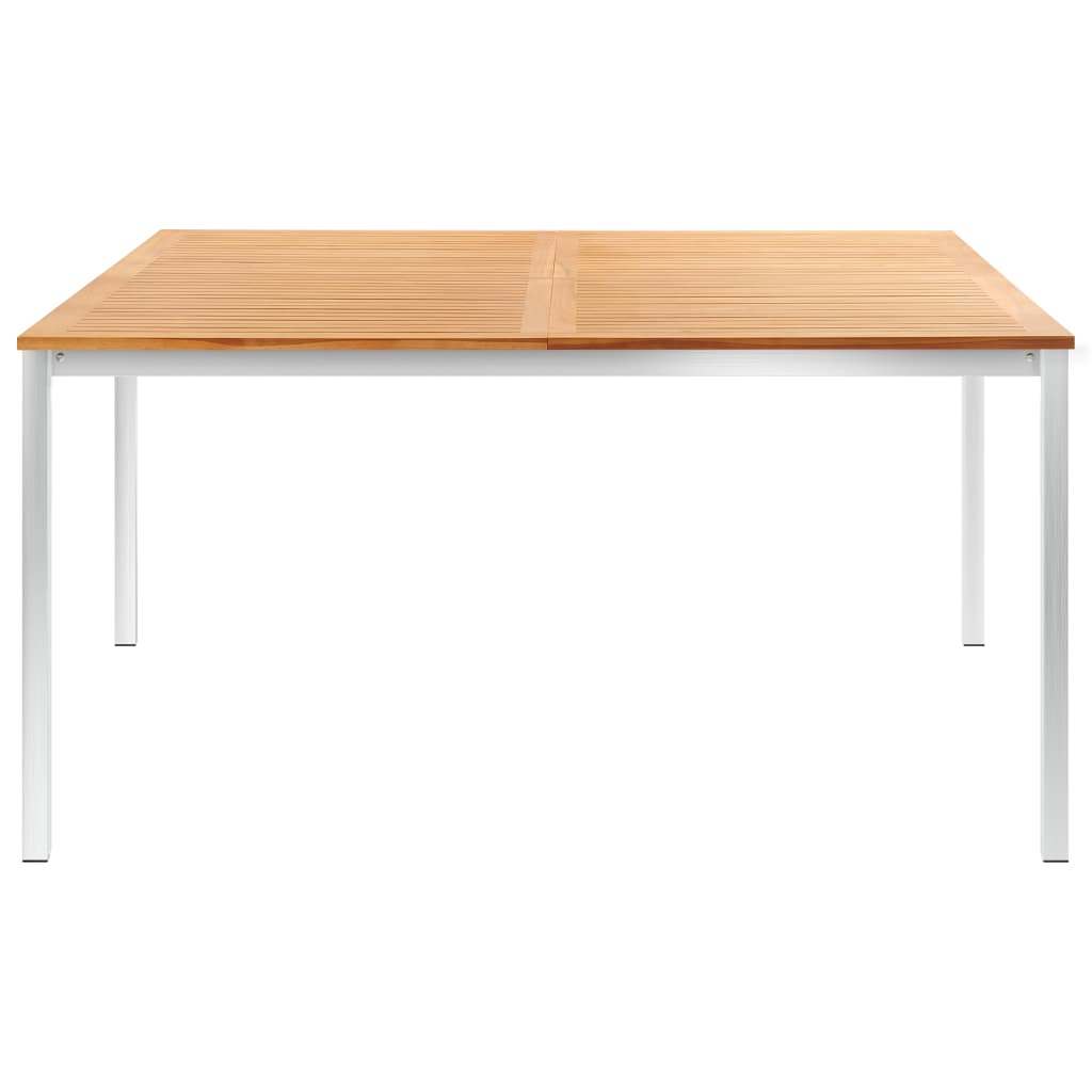 

vidaXL Tuintafel 150x150x75 cm massief teakhout en roestvrij staal