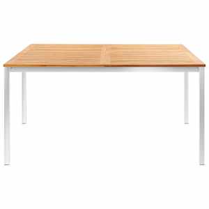 Zahradní jídelní stůl 150x150x75cm masivní teak a nerezová ocel - obrázek 2