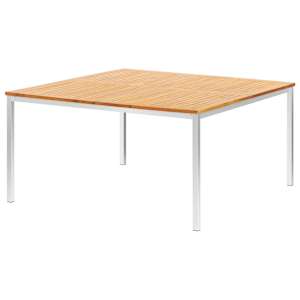 Zahradní jídelní stůl 150x150x75cm masivní teak a nerezová ocel - obrázek 3