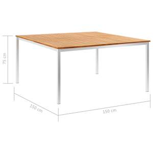 Zahradní jídelní stůl 150x150x75cm masivní teak a nerezová ocel - obrázek 5