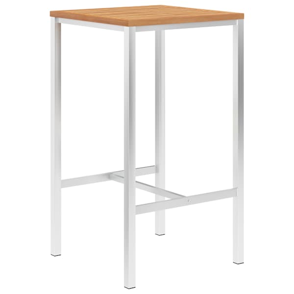 vidaXL baarilaud, 60 x 60 x 105 cm, tiikpuit ja roostevaba teras