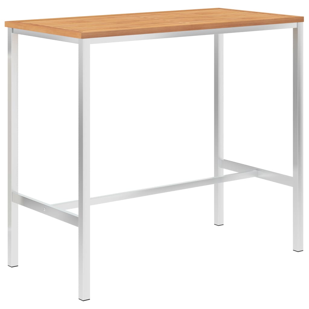 vidaXL Τραπέζι Μπαρ 120x60x105 εκ. Μασίφ Ξύλο Teak / Ανοξείδωτο Ατσάλι
