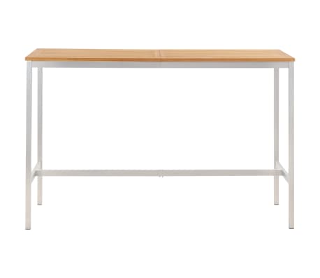 vidaXL Table de bar 160x60x105 cm Bois de teck solide et inox