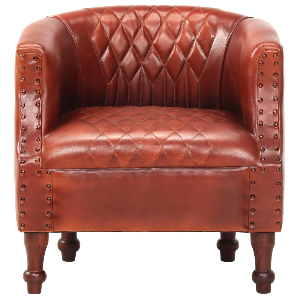 vidaXL atpūtas krēsls, brūns, 62x58x65 cm, dabīgā āda