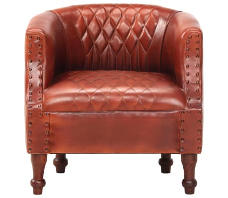 vidaXL Zaobljena fotelja od prave kože 62 x 58 x 65 cm smeđa