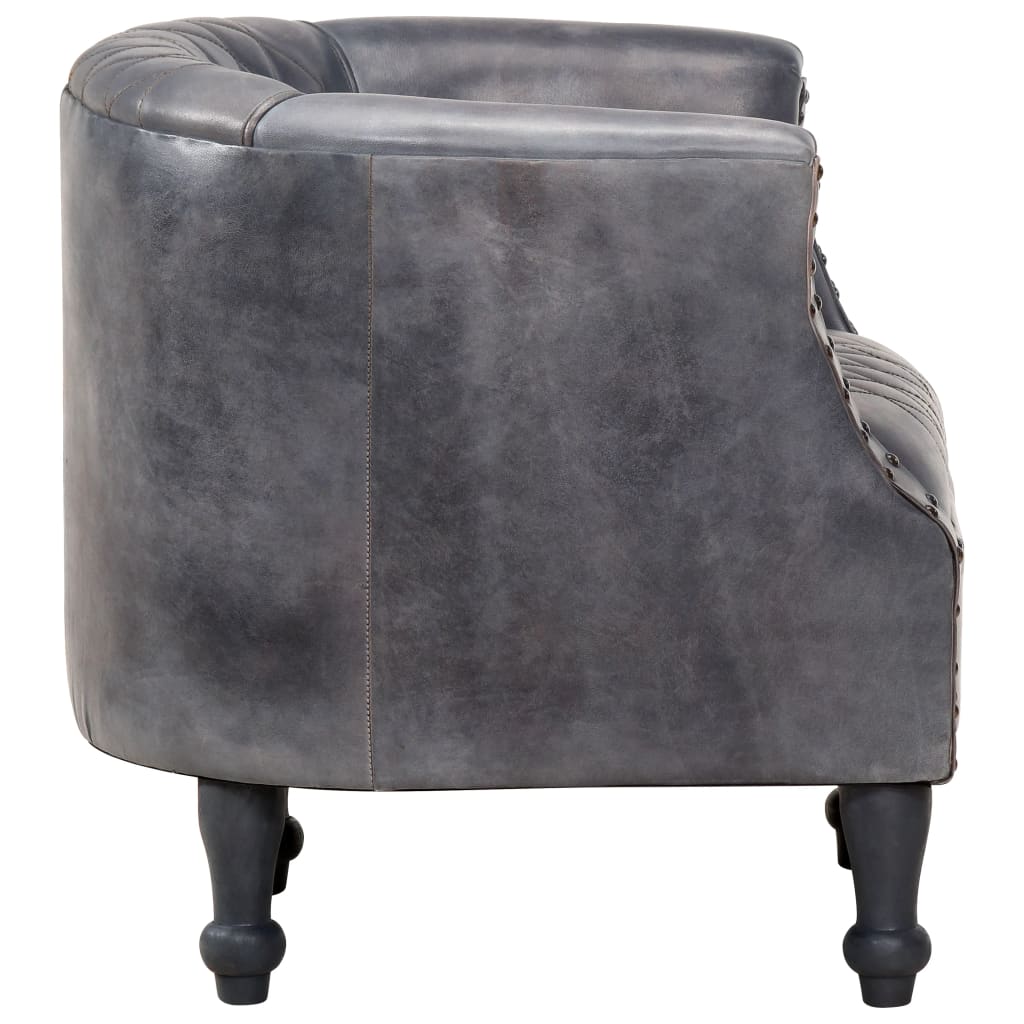 Fauteuil Tube Gris 62x58x65 Cm Cuir Véritable VidaXL 14 width=274