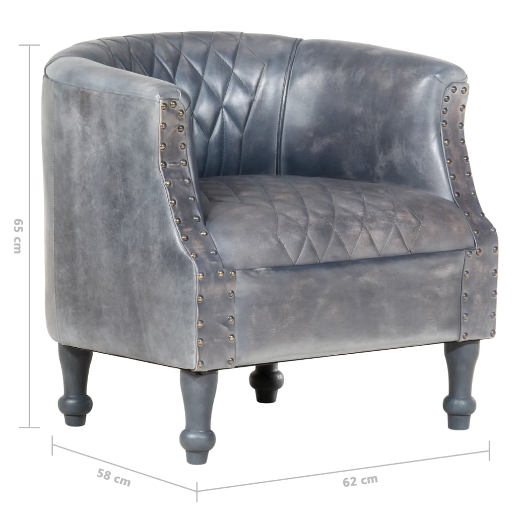 Fauteuil Tube Gris 62x58x65 Cm Cuir Véritable VidaXL 18 width=274