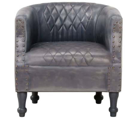 vidaXL Fauteuil tube Gris 62x58x65 cm Cuir véritable