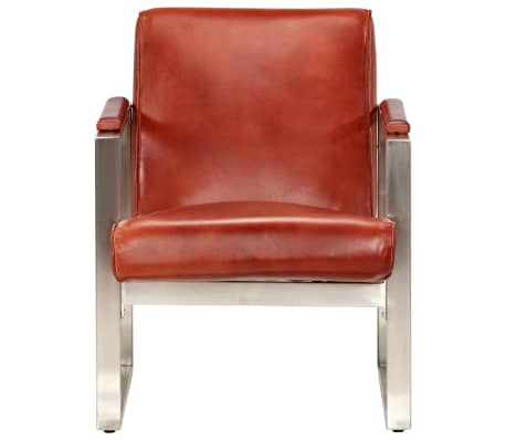 vidaXL Fauteuil tube Marron 60x73x77 cm Cuir véritable