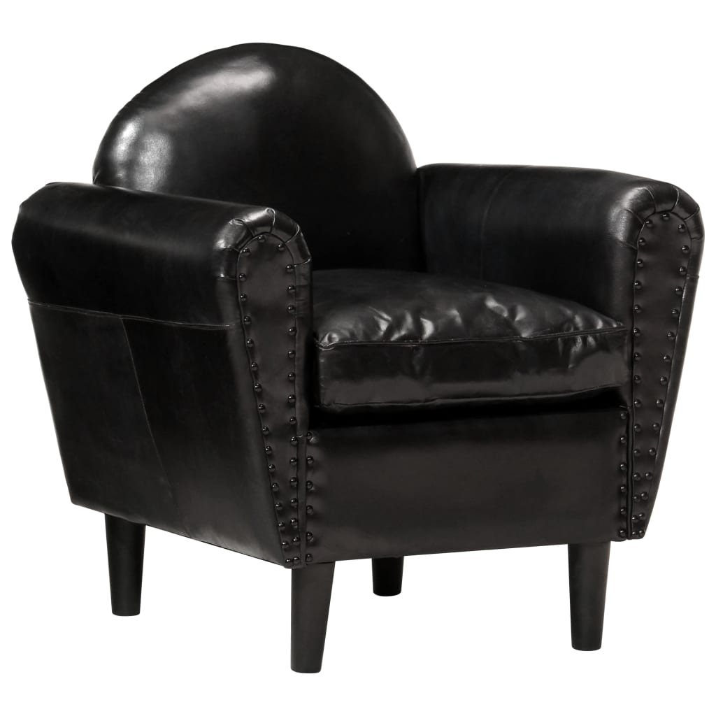 vidaXL Sillón con diseño de cubo cuero auténtico negro 77x65x79 cm