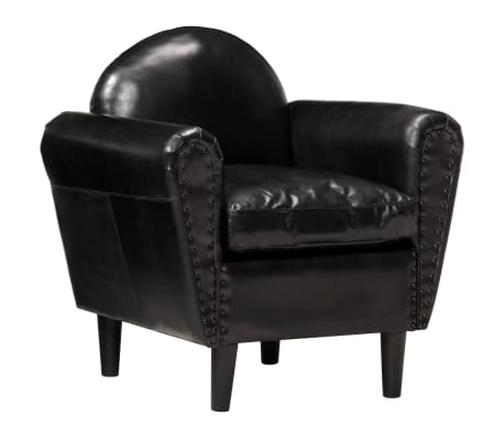 vidaXL Sillón con diseño de cubo cuero auténtico negro 77x65x79 cm