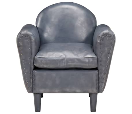 vidaXL Fauteuil tube Gris 77x65x79 cm Cuir véritable