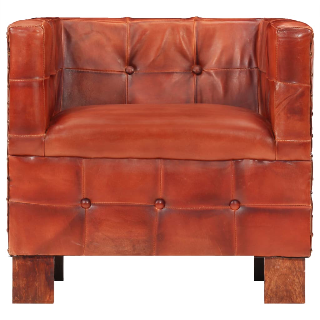 vidaXL Fauteuil Marron foncé Cuir véritable