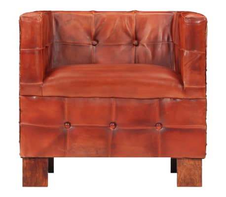 vidaXL Fauteuil Marron foncé Cuir véritable