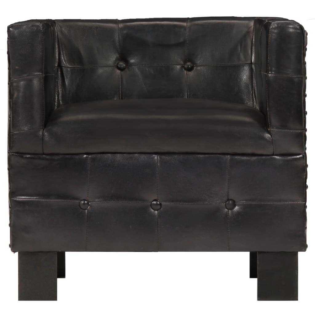 vidaXL Fauteuil Noir Cuir véritable