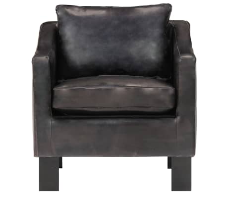vidaXL Fotel klubowy, czarny, prawdziwa sk&oacute;ra