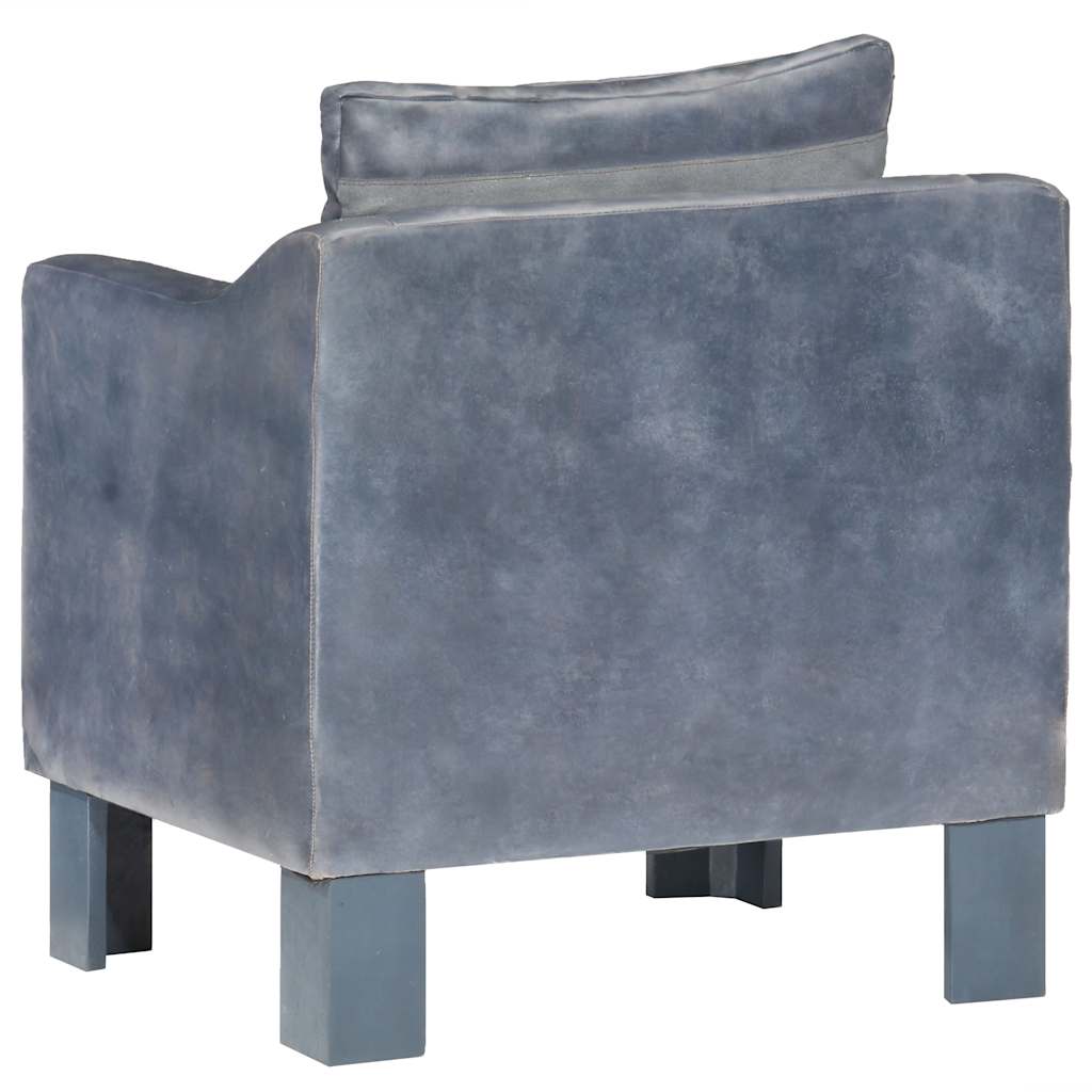 Fauteuil Gris Cuir Véritable VidaXL 15 width=274