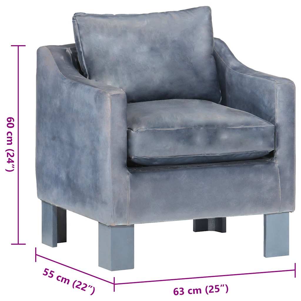 Fauteuil Gris Cuir Véritable VidaXL 18 width=274