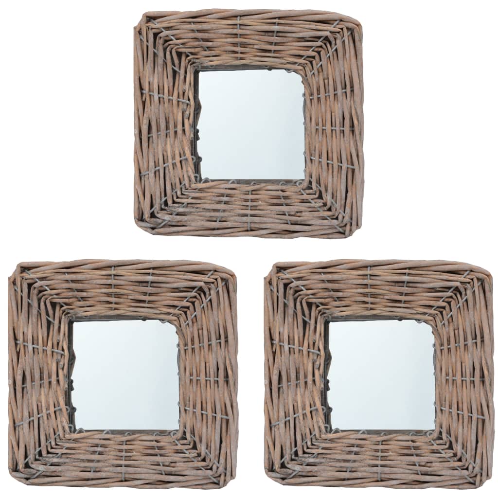 

vidaXL Mirrors 3 pcs 5.9"x5.9" Wicker