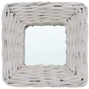 vidaXL Veidrodžiai, 3vnt., baltos spalvos, 15x15cm, pinti