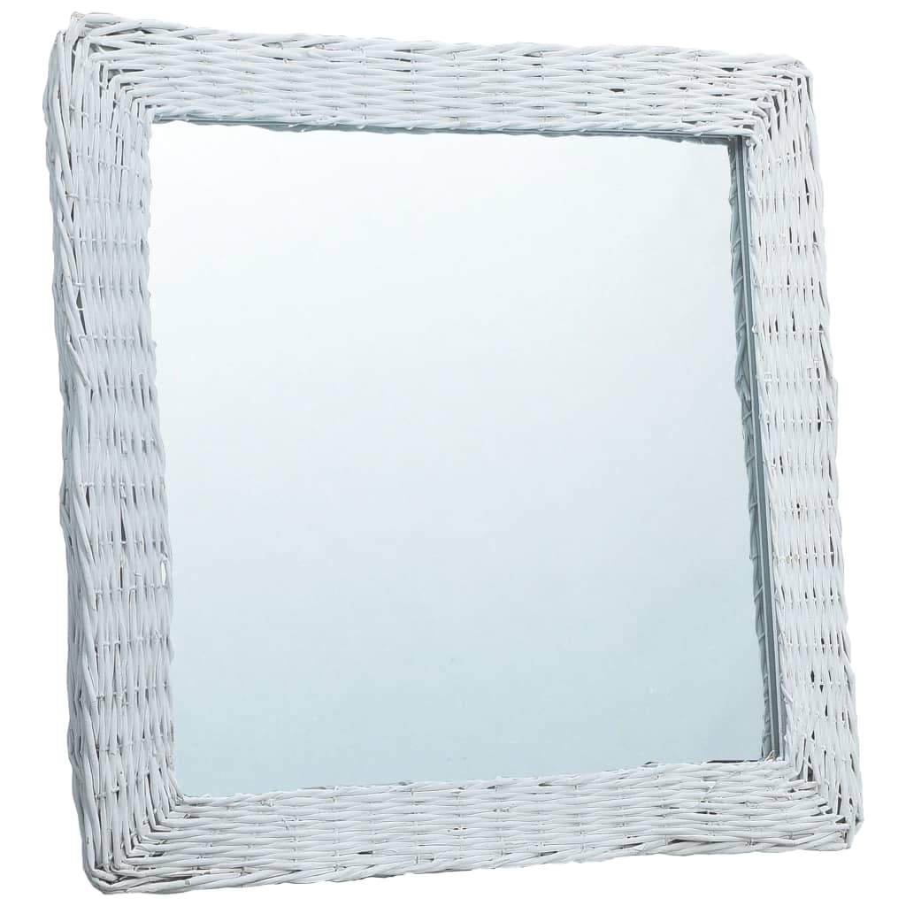 vidaXL Oglindă, alb, 60 x 60 cm, răchită