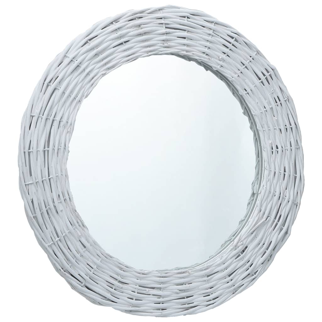vidaXL Mirror White 50 cm Wicker