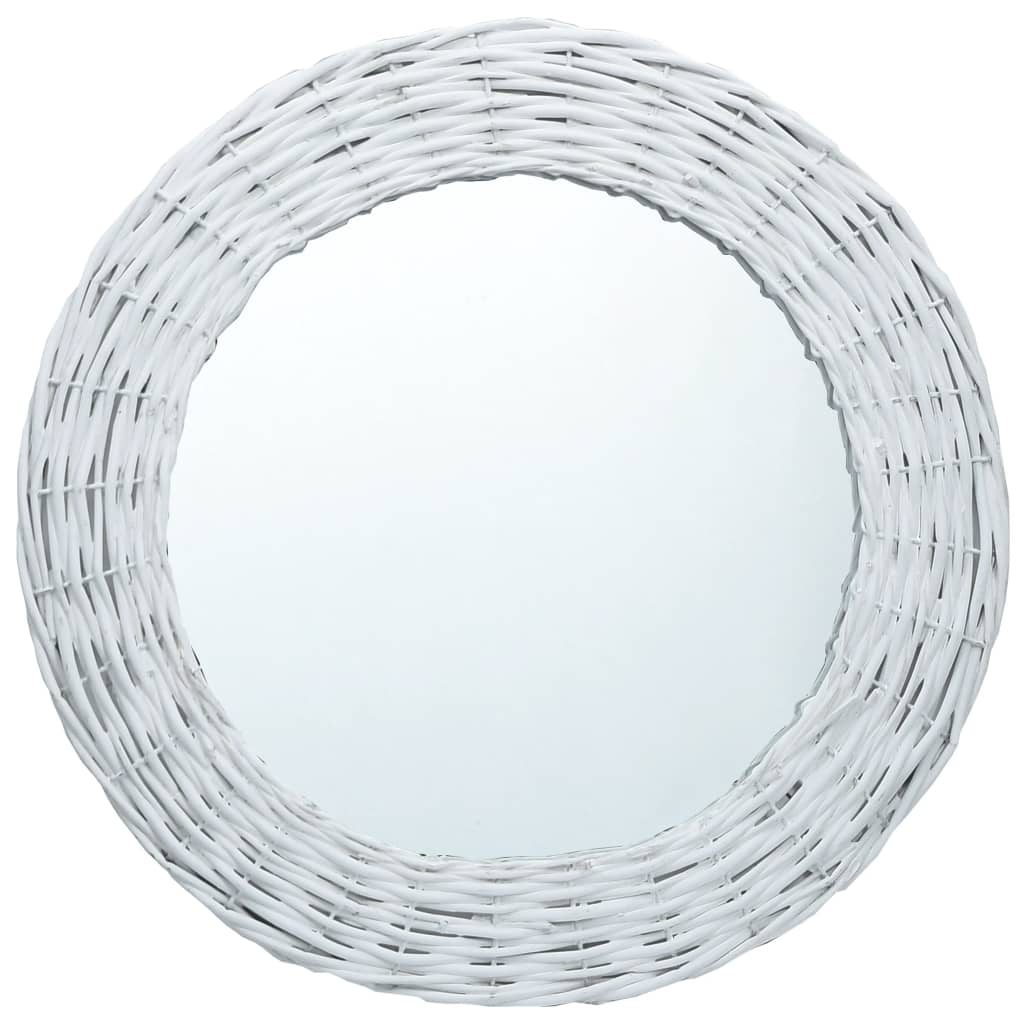 vidaXL Oglindă, alb, 70 cm, răchită vidaXL
