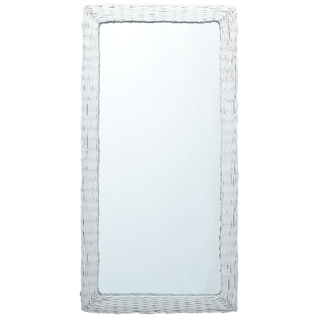 vidaXL Oglindă, alb, 120 x 60 cm, răchită vidaXL