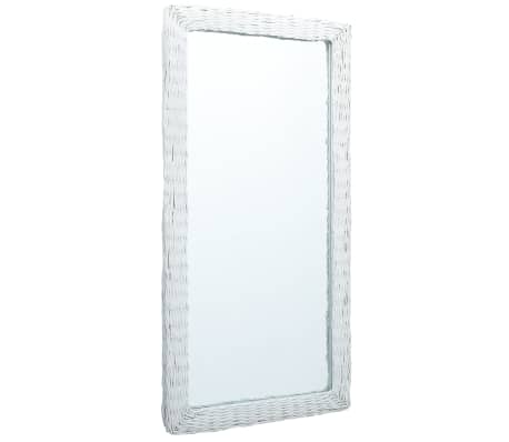 vidaXL Огледало, бяло, 120x60 см, ракита
