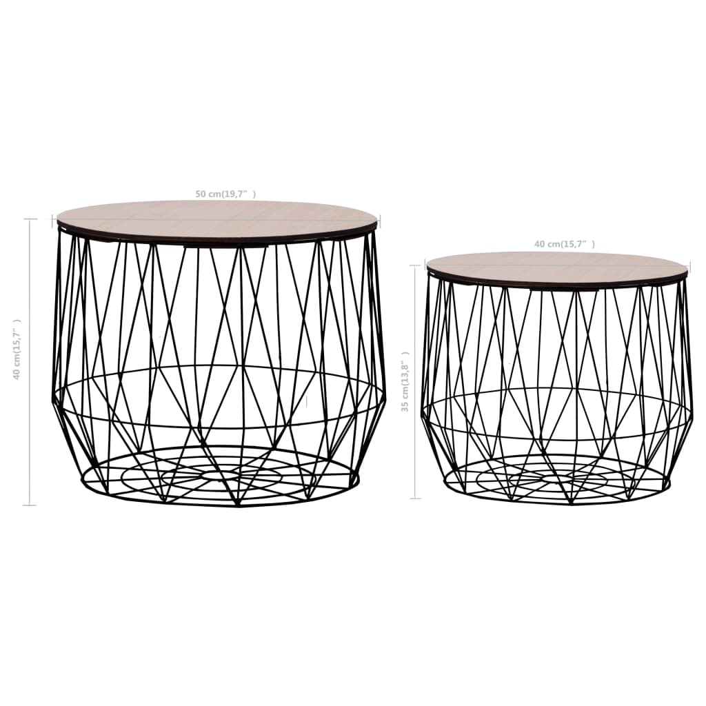 Coffee Table 2 Pcs Black VidaXL 20 width=274