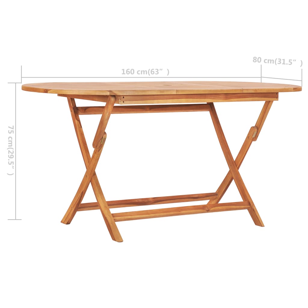 Folding Patio Table 62.9"x31.4"x29.5" Solid Teak Wood vidaXL vidaXL