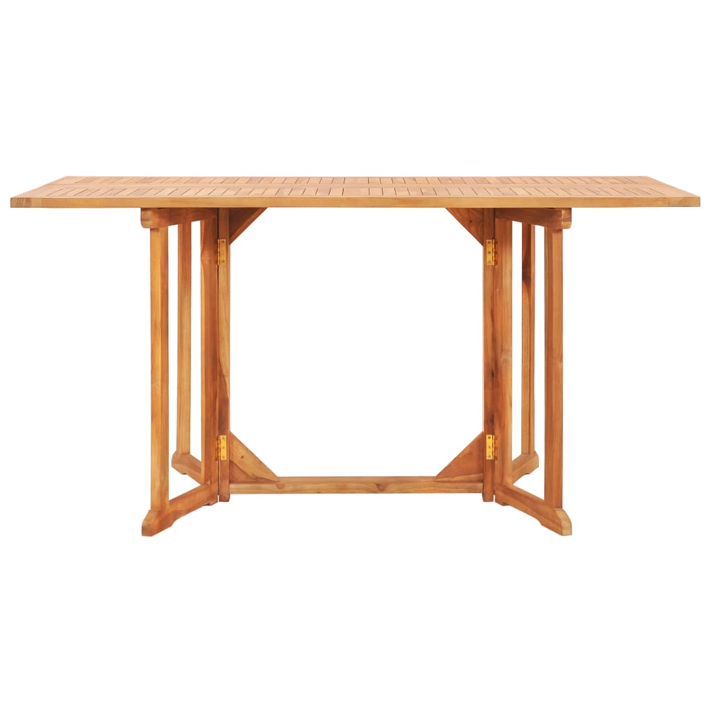 Tömör tíkfa lehajtható lapú kerti asztal 150 x 90 x 75 cm 
