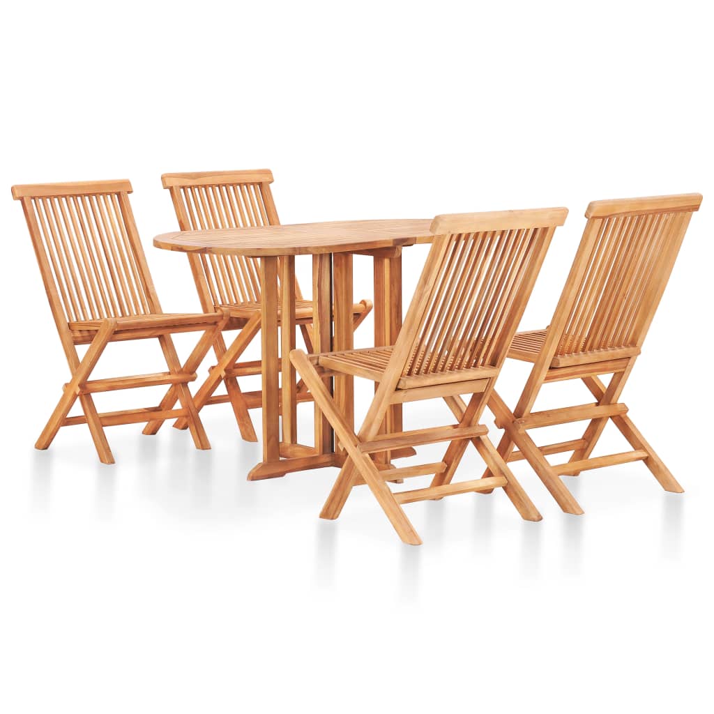 vidaXL Set mobilier de exterior pliabil, 5 piese, lemn masiv de tec