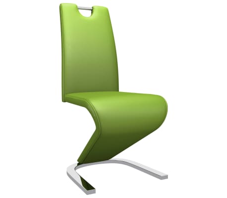 vidaXL Valgomojo kėdės, 4 vnt., žalios, dirbtinė oda, zigzago formos