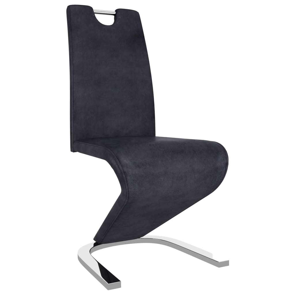 

vidaXL Eetkamerstoelen met zigzag-vorm 4 st kunstsuède grijs