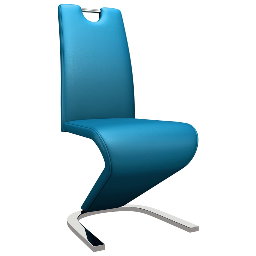 vidaXL Valgomojo kėdės, 6vnt., mėlynos, dirbtinė oda, zigzago formos