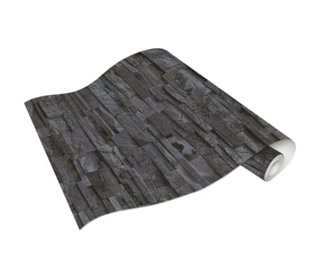 vidaXL Non Woven Ρολά Ταπετσαρίας Τούβλα 2 τεμ. Μαύρα 0,53 x 10 μ.