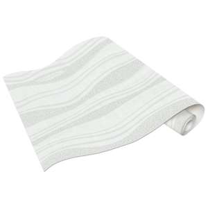 vidaXL Rollos de papel pintado no tejido 2 uds ondas blanco 0,53x10 m