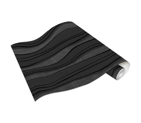 vidaXL Neaustinių tapetų rulonai, 2vnt., juodi, 0,53x10m, su bangomis