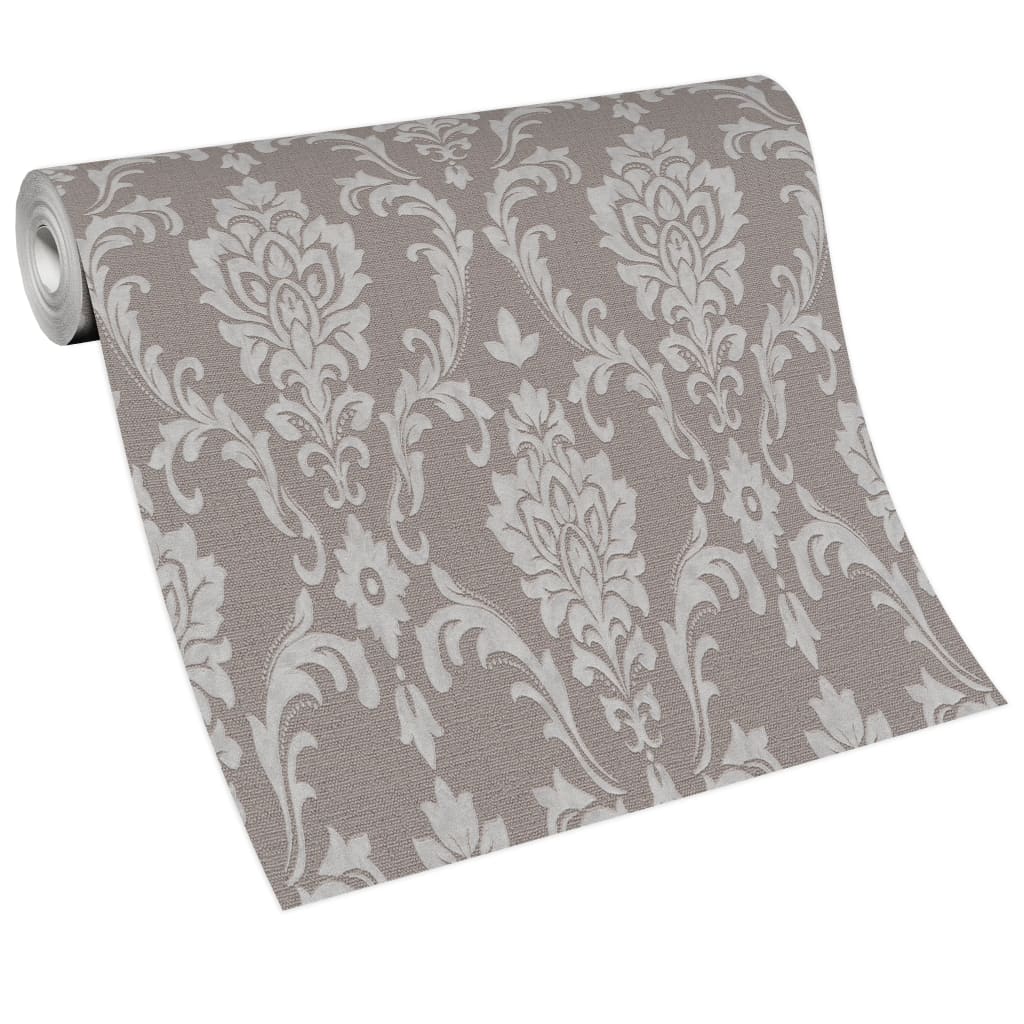 

vidaXL 4 st Vliesbehangrollen ornament druk 0,53x10 m taupe