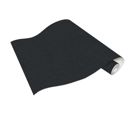 vidaXL Rollos de papel pintado no tejido 2 uds negro brillante liso