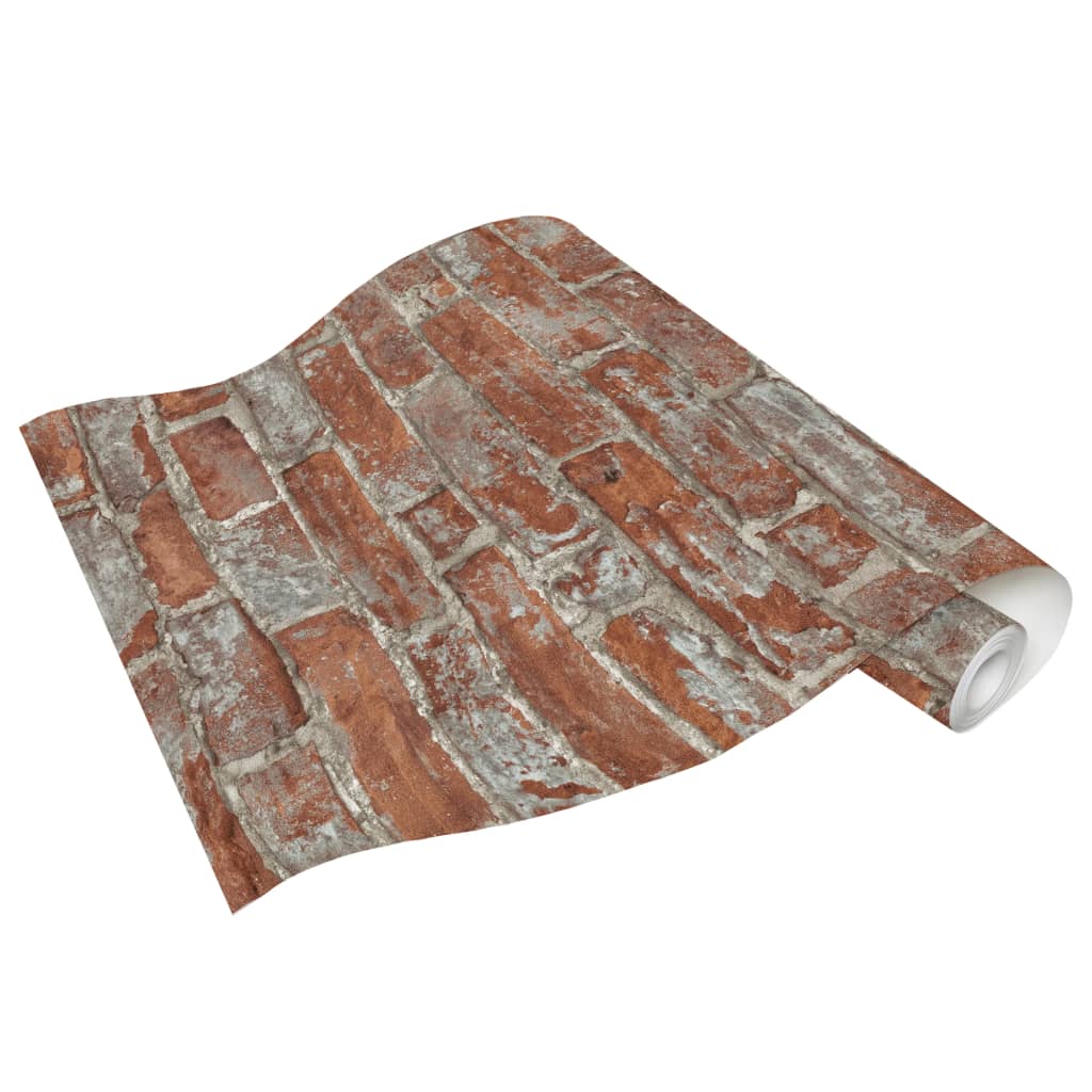 

vidaXL 2 st Vliesbehangrollen baksteen 0,53x10 m bruin en rood