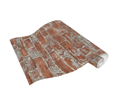 vidaXL 4 pcs Non-woven Wallpaper Rolls Brown and Red 0.53x10 m Brick
