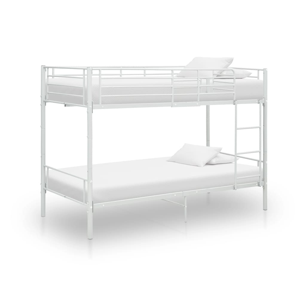 vidaXL Poschoďová postel bílá kov 90 x 200 cm
