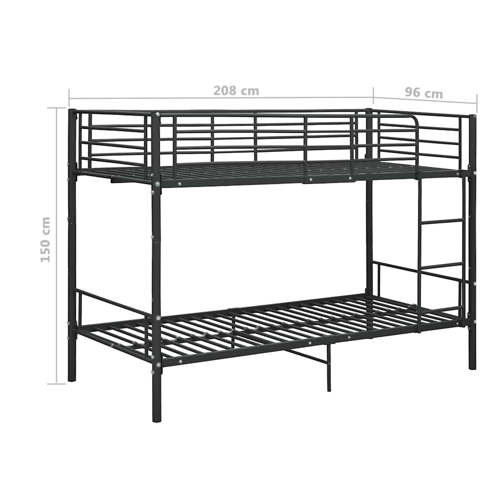 Bunk Bed Black Metal 90x200 Cm VidaXL 19 width=274