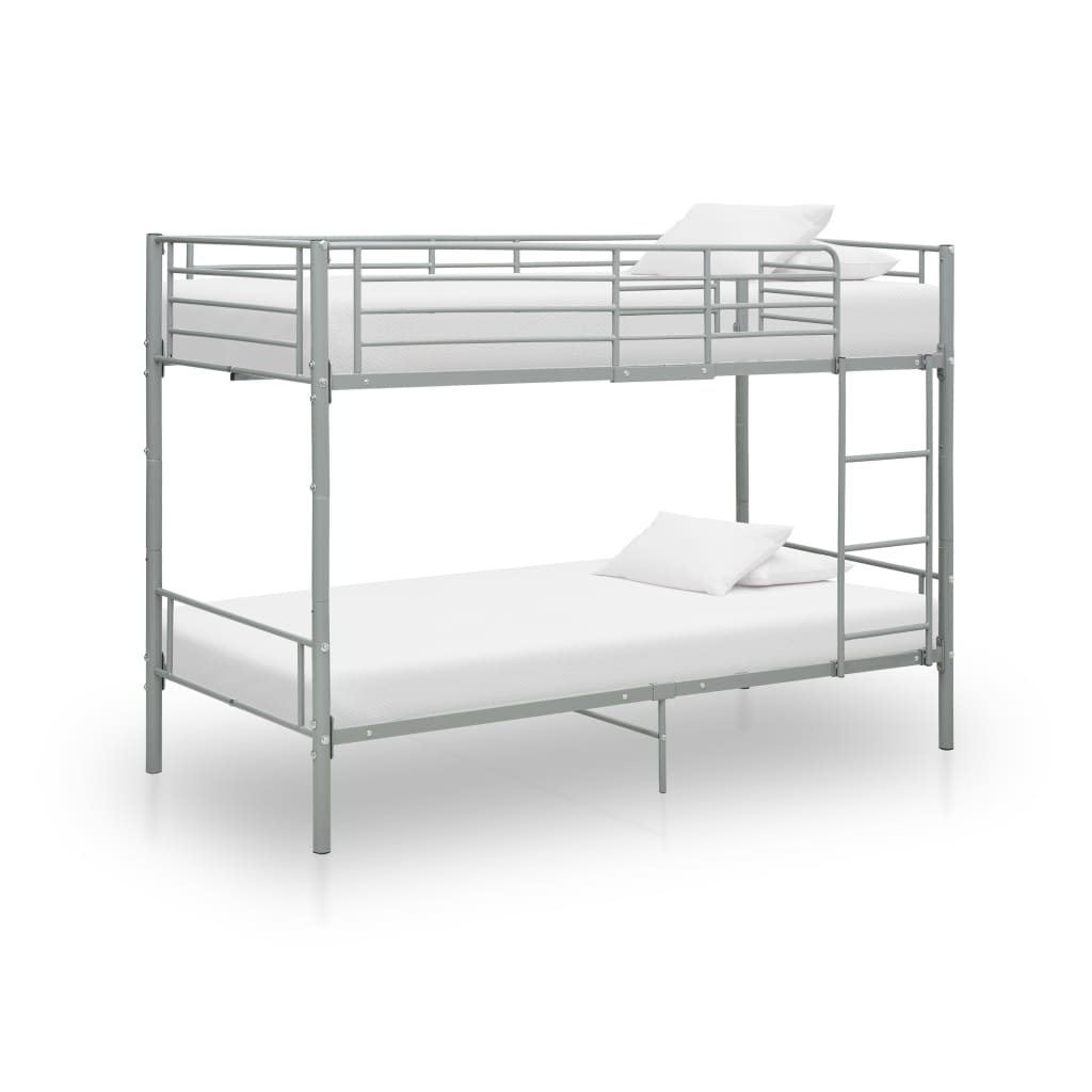 vidaXL Etagenbett Grau Metall 90×200 cm