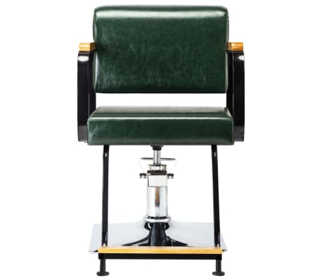 vidaXL Profesionalen frizerski stol zeleno umetno usnje