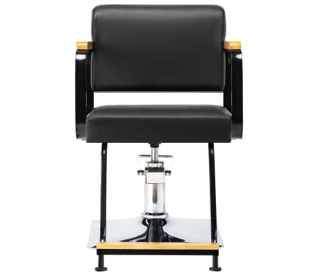 vidaXL Cadeira de barbeiro profissional couro artificial preto