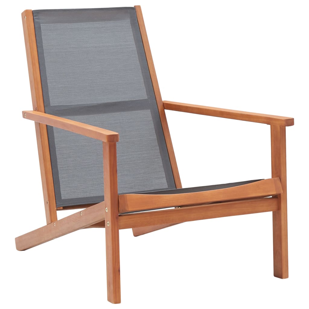 Photos - Garden Furniture VidaXL Patio Lounge Chair Gray Solid Wood Eucalyptus and Textilene 