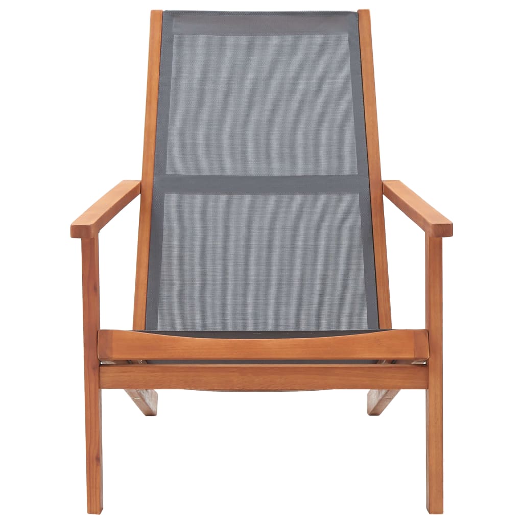 vidaXL Loungestoel massief eucalyptushout en textileen grijs afbeelding
